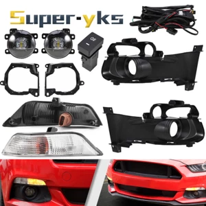 Front Fog Light Lamps+Cover Harness Wiring Switch Set For Ford Mustang 2015-2017 - Picture 1 of 15