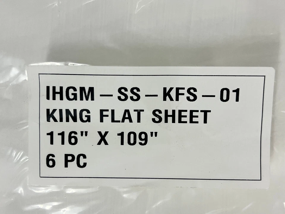 ONE (1) IHG Hotel T210 WHITE KING Flat Sheet 116" x 109" IHGM-SS-KFS-01 - Image 1 of 1