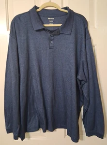 Polo HAGGAR para hombre talla 2XL azul manga larga mezcla de algodón preppy - Imagen 1 de 5