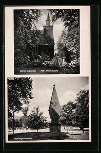 Ansichtskarte Berlin-Dahlem, Alte Annen-Kirche, Heldengedenkstein  - Picture 1 of 2