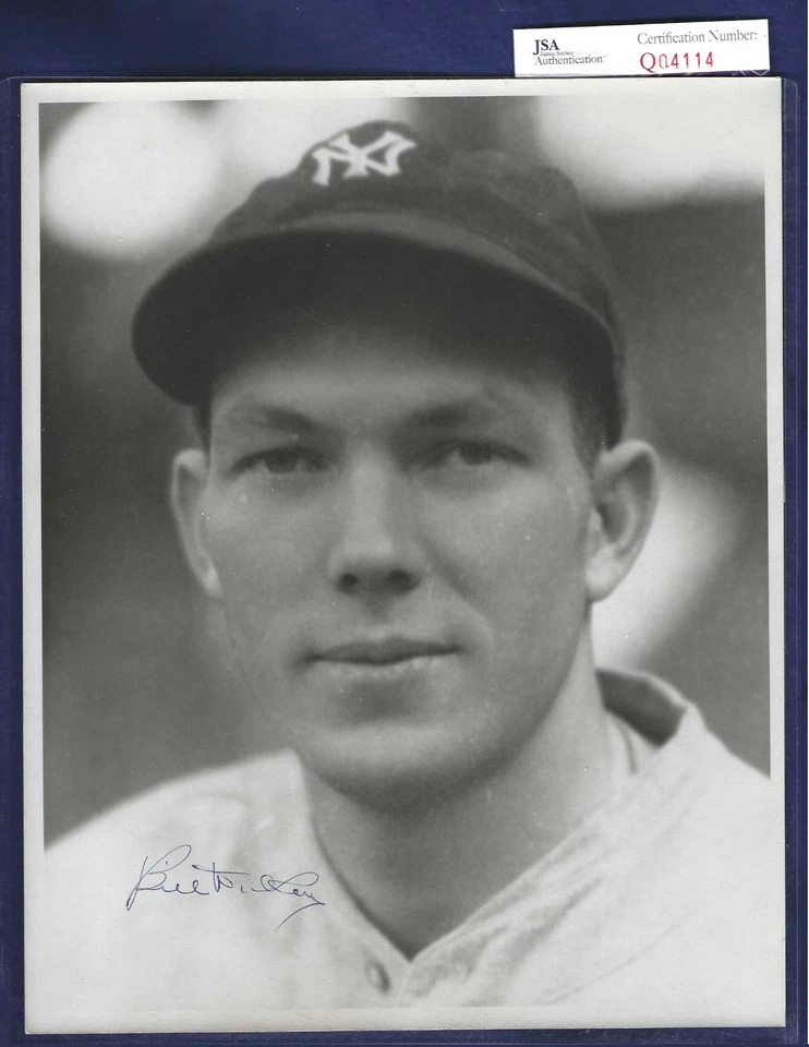 Bill Dickey New York Yankees Baseball HOFer Autographed 8x10 B&W Photo JSA COA - Image 1 of 1