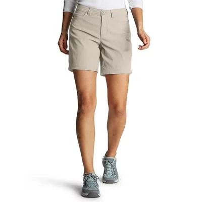 Eddie Bauer Women’s  7" pumice ivory Rainier Shorts, Zippered Pocket sz 10  EUC - Image 1 of 4