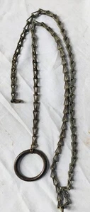 Antique HIGH TANK TOILET Pull Chain w/ Brass Ring Handle - Picture 1 of 3