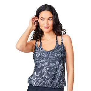 Free Country Women's Double Strap Cut Out Blouson Tankini Top - Picture 1 of 9
