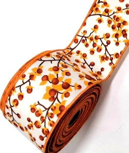 Herbst bittersüß 2,5" mal 2 Yards Drahtband goldgelb gebrannt orange Herbst - Bild 1 von 4