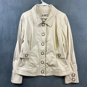 Vintage AMI Snap Button Trucker Jacket Women's XL Oversized Buttons Adjustable - Picture 1 of 7