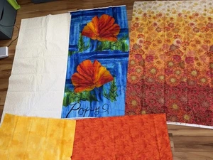 Blumen Mohn Panel Baumwolle Lot und 6 Yards Stoff - Bild 1 von 7
