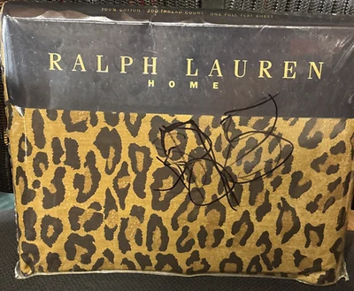 Ralph Lauren Aragon Leopard Print Full Size Flat Sheet (NEW UNOPENED) - Image 1 of 4