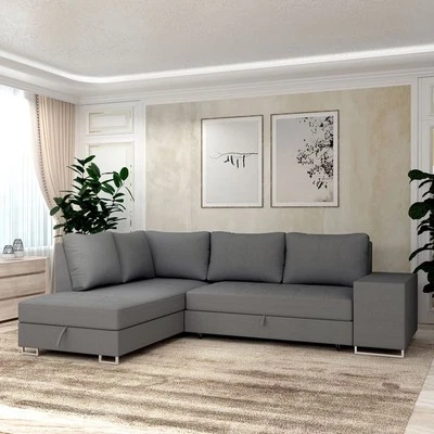 DAKO FURNITURE DAKO Corner Sofa Bed MARTHA Left Modern L-Shaped with Storage & Armrest