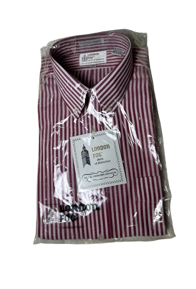 NUEVO CON ETIQUETAS Camisa de Vestir London Niebla Rayas Talla 16 32/33 Rojo Blanco Bastón de Caramelo Manga Larga Foto 1 de 4