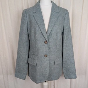 Crew Clothing Moon Tweed 100% Wool Blazer Jacket Fitted UK 12 - Picture 1 of 19