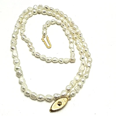 复古正品珍珠项链金色盒扣 19 1/2 — 第 1/4 张图片