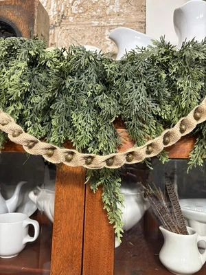 Lovely Burlap Jute Garland Farm Rustic French Woodland Christmas - Image 1 of 4