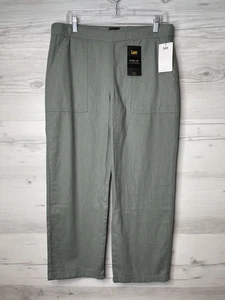 Lee Ultra Lux Crop Pants Womens 10 Medium Linen Blend Mid Rise Relaxed Fit - Picture 1 of 16