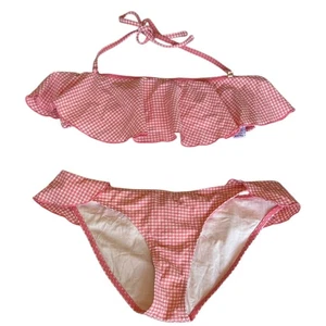 Damen Badeanzug Größe 8 Bikini Rosa Gingham Girlie Süß Top Zustand - Bild 1 von 7