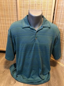 Nike Golf SS Polo Uomo Dri-Fit Rigato Verde Large L NIKEFITDRY H521 - Foto 1 di 9