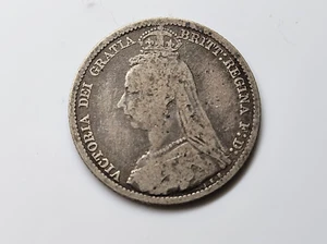 1891 Great Britain UK Six Pence .925 Silver Coin - Queen Victoria KM#760 - Picture 1 of 2