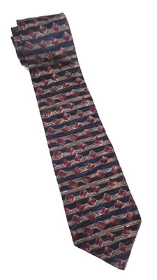 Corbata M. KESTEN 100% Seda 58" Diseñador RAYAS Geométrica Azul/Rojo Oscuro Usada en Excelente Condición Foto 1 de 4