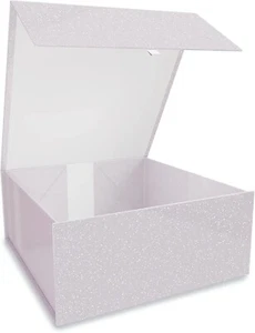kiniu Glitter Gift Box 9.25x9.25x3.75 Inches - Square Collapsible Magnetic Close - Imagen 1 de 7