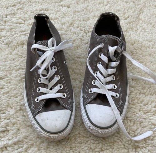 Sneakers basse Converse All Star grigie doppia lingua taglia 7 a pois