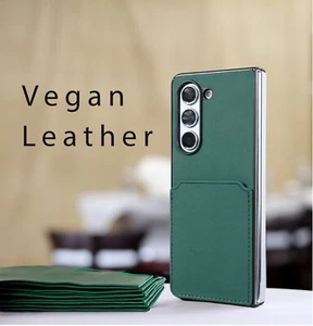 Z Fold 5 Case Premium Vegan Leather with Card Slot up to 2 Cards storage - Picture 1 of 17