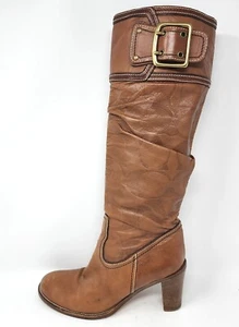 Botas Coach Merridith para mujer 8,5 M cuero de becerro coñac hebilla Italia - Imagen 1 de 10