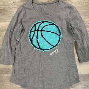 Justice Girls Basketball Gray Shirt Hoops Flip - Sequin Size: 14-16