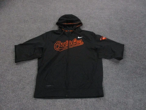 Baltimore Orioles Jacket Adult L Black Full Zip Nike Hooded MLB Baseball Mens Cover