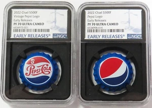 2022 SILVER CHAD PEPSI LOGO 500 FRANCS BLACK CORE NGC PROOF 70 UC EARLY RELEASES - Picture 1 of 2