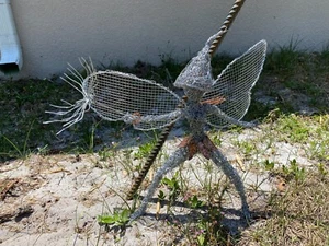 Handcrafted Wire Fairy Garden guardian- galvanized wire and copper - Picture 1 of 4
