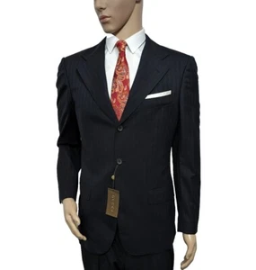 BNWT Gucci Mens Slim Fit 2 Piece Suit Wool  Navy Black UK 38R W32 L31 RRP £1790 - Picture 1 of 11