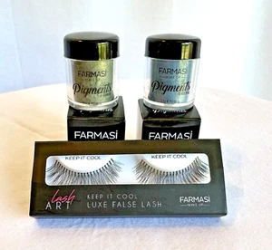 Farmasi Make Up Lot Pigments Blue Eclipse & Green Forest w/ Lash Art Lashes - Picture 1 of 7