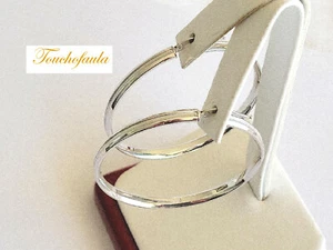 Orecchini a cerchio in oro bianco 14 kt 4,6 gr. Splendido diametro 2". - Foto 1 di 4