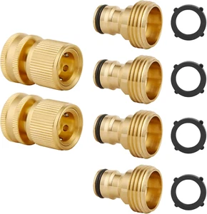 Quick Connect Hose Fittings, Garden Hose Quick Connect Kit, Solid Brass Standard - Picture 1 of 12