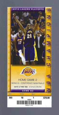 KOBE BRYANT 2010 NBA CONFRENCE SEMI FINALS JAZZ @ LAKERS FULL TICKET GAME #B2 Cover