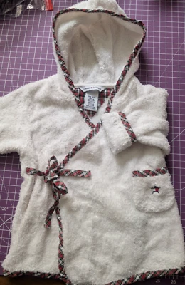 Tommy Hilfiger Talla Única Bebé Niño Bata de Baño con Capucha, Blanco con Acentos a Cuadros Foto 1 de 4