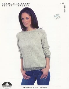 Plymouth Yarn KNITTING PATTERN 1100 Shire Silk 3/4 Length Sleeve Pullover Women - Picture 1 of 2