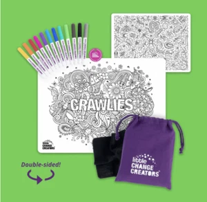 Alfombra y marcadores de silicona reutilizables para coloración de doble cara PARA VIAJES - CRAWLIES - Imagen 1 de 7