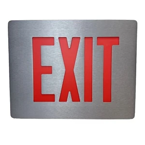 Sempra SESRWNE EINSEITIGES Ausstiegsschild weiß mit roten Buchstaben 120/277VAC NEU - Bild 1 von 14