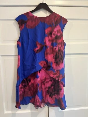 Thakoon синий и розовый шелк цветочный Shift платье размер 10 EUC - Изображение 1 из 3