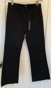 NWT JBD Just Black Denim Crop 5 Pocket Jeans Sz 28 Dark Black Distressed Hem - Picture 1 of 8