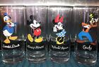 Vintage, Set of 4 GLASSES, Walt Disney Glasses Mickey Minnie Goofy Donald Duck