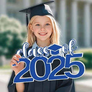 2025 Graduation Decorations Blue and White Class of 2025 Wooden Sign for Grad Pa - Picture 1 of 12