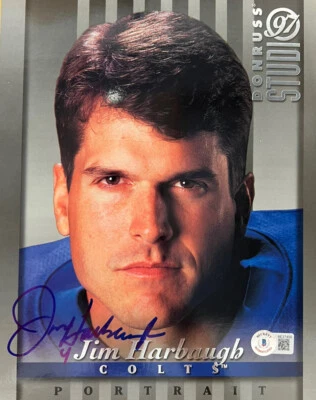 Foto firmada por Jim Harbaugh de los Indianapolis Colts 8x10 Beckett Bas Foto 1 de 2