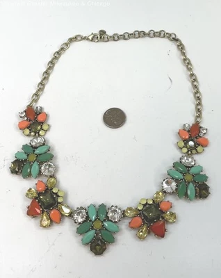 Stella & Dot Gold-Tone Multicolor Crystal Stone Statement Necklace 69.9g - Image 1 of 2