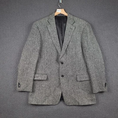 PAUL FREDRICK x HARRIS TWEED Blazer Jacket Mens 43R Grey Herringbone Sport Coat - Image 1 of 4