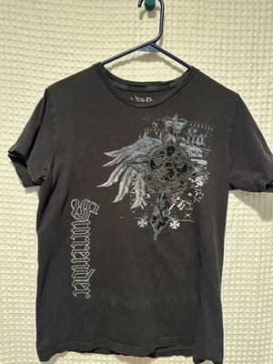 Camiseta masculina gráfica vintage química preta azul-cinza média Y2K - Imagem 1 de 4