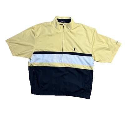Cutter and Buck Windbreaker XL CB WindTec Short Sleeve Yellow Black Golf 1/2 Zip - Image 1 of 4