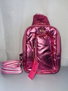 Neu mit Etikett Simply Southern Sling Bag, einfarbig pink metallic, wattiert, Pinapple 9”x6” - Bild 1 von 3
