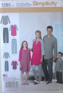 Simplicity 1285 Mens Misses Childs Pajamas Sewing Pattern XS-XL/XS-L - Picture 1 of 1